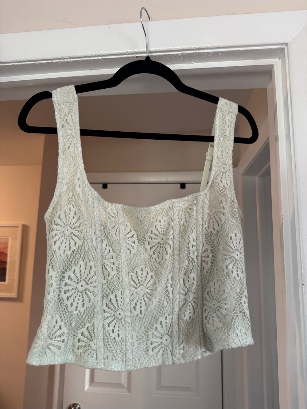 Lace Crochet Tank Top - light green
